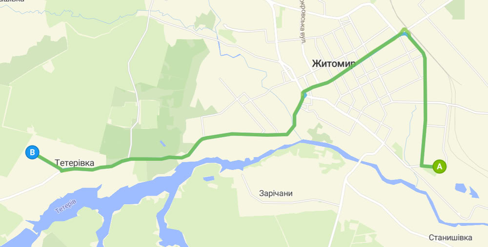 Розклад автобуса 126 в Житомирі