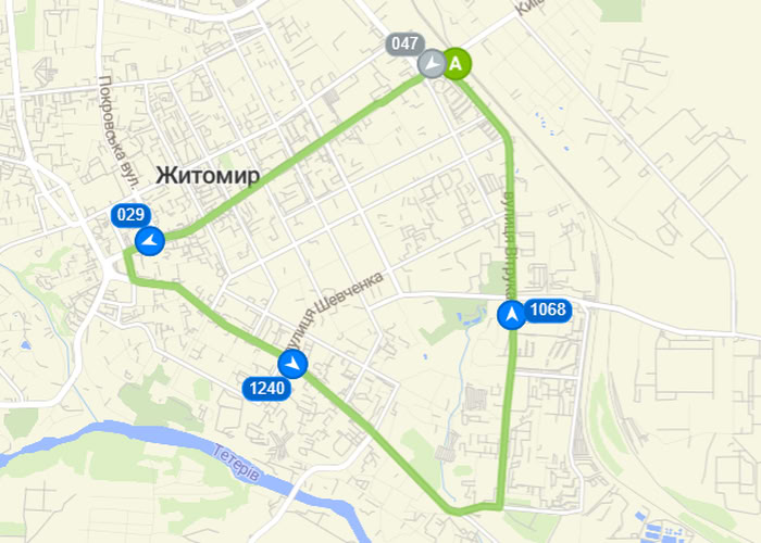 Розклад тролейбуса 1А в Житомирі